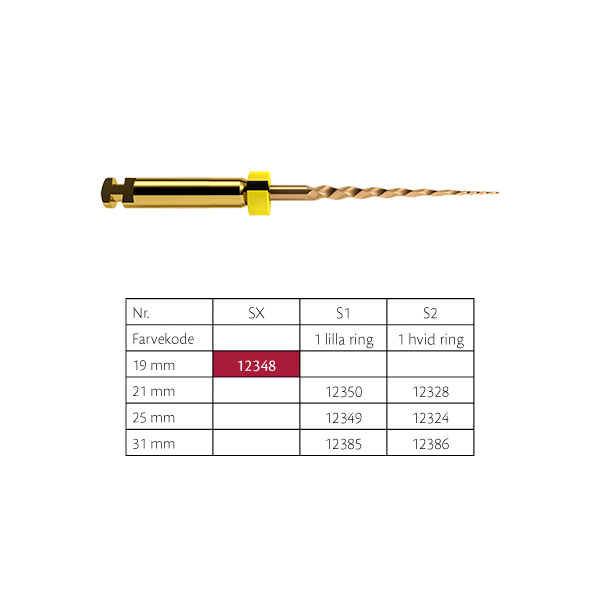 ProTaper GOLD file SX, 19 mm, 6 stk.