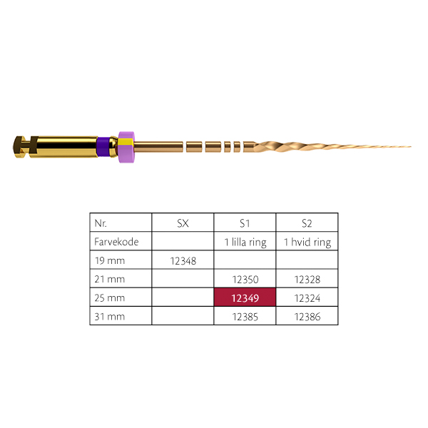 ProTaper GOLD file S1, 25 mm, 6 stk.