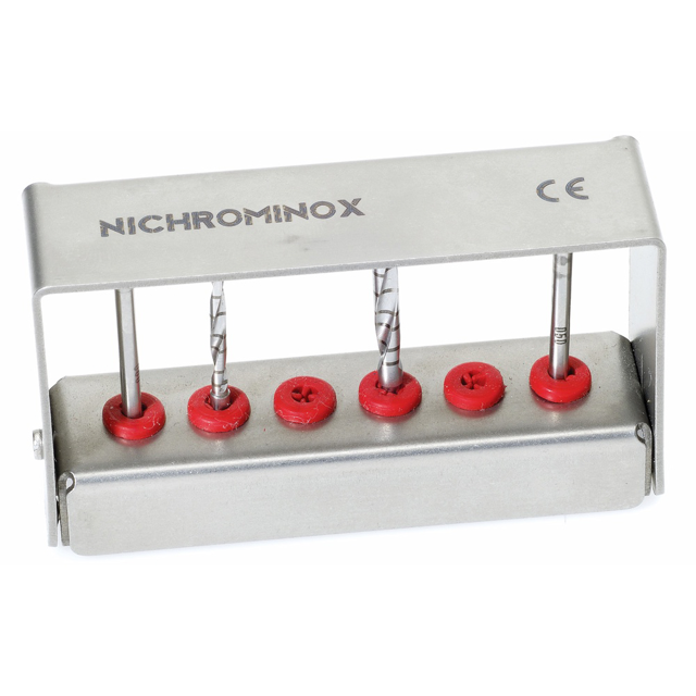 Nichrominox Plug In borholder, blå, til 6 bor, højde 4 cm