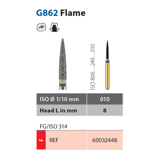 Diatech diamant flamme FG G862-010-8-F, rød 5 stk.
