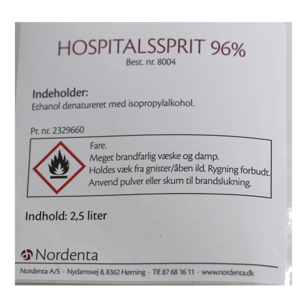 Hospitalssprit-etiket, 96%