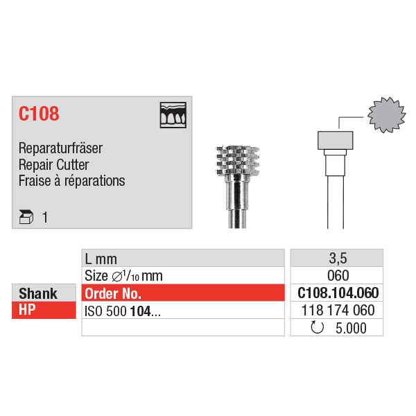 Edenta TC Repair Cutter HP C108/060, stk.