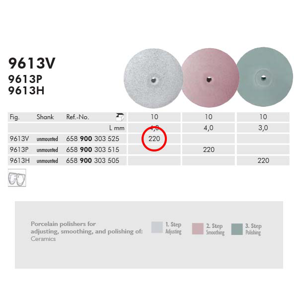Meisinger polerere umont. 9613V/220 grå, 10 stk