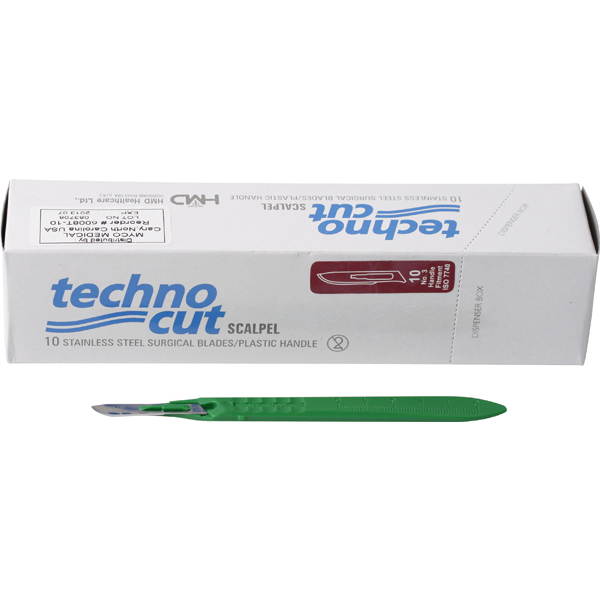 Razormed skalpeller m/skaft nr. 10, 10 stk.