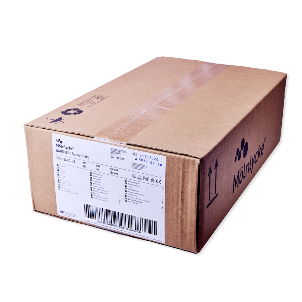 Barrier engangsuniforms-overdel M, grøn, 48 stk