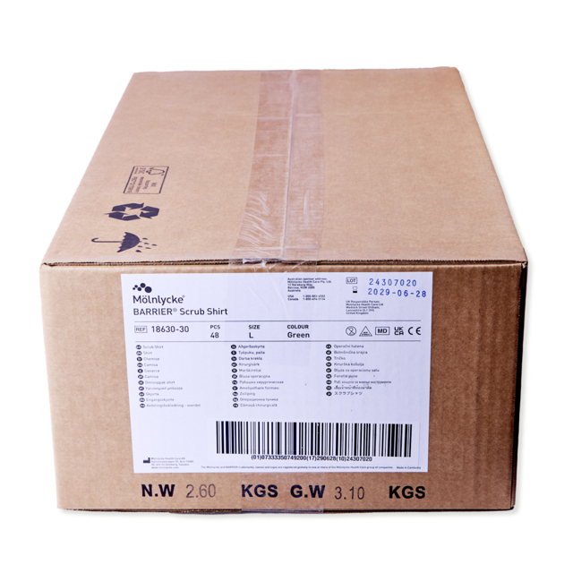 Barrier engangsuniforms-overdel L, grøn, 48 stk