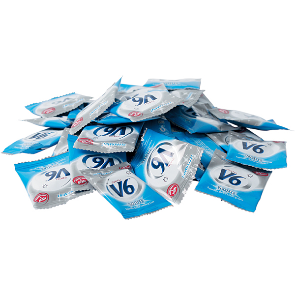 V6 tyggegummi White Peppermint, 2 x 250 stk.