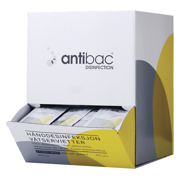 Antibac 85%, vådservietter t/hænderne, 250 stk.