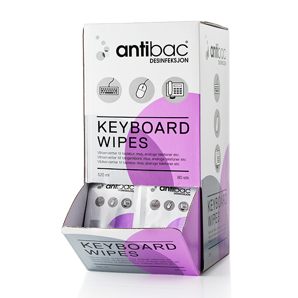 Antibac Keyboard Wipes vådservietter , 80 stk.