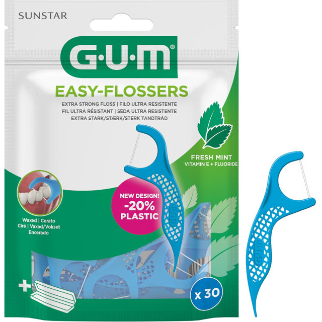 Gum Easy Flossers tandtråd, 30 stk. + etui