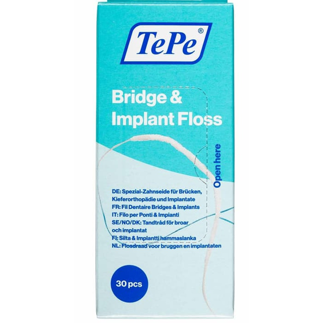 TePe Bridge & Implant Floss tandtråd, 30 stk.