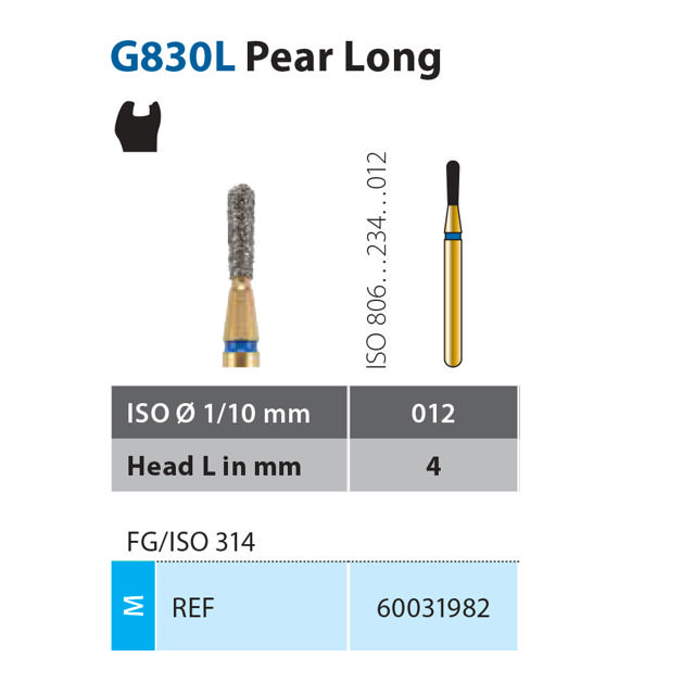 Diatech diamant pære FG G830L-012-4-ML blå  5stk