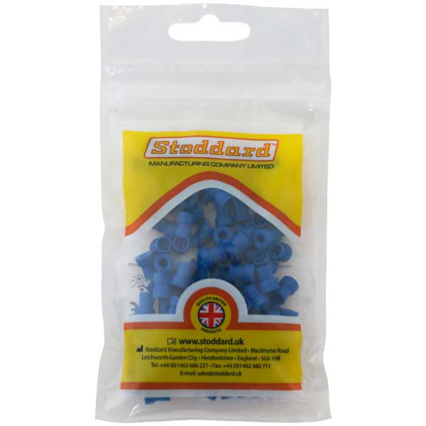 Stoddard gummikopper, snap-on, blå, hårde, 100 stk.