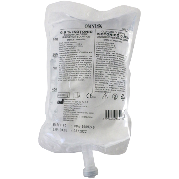 Omnia natriumklorid 0,9% i pose, sterilt, 15 x 500 ml