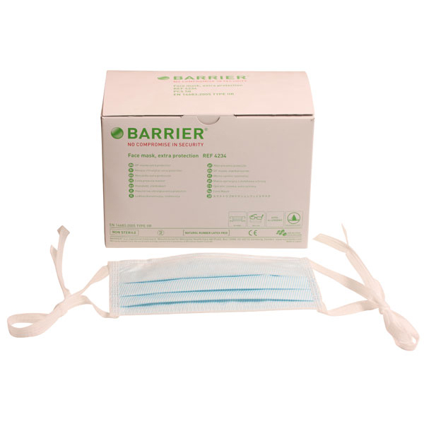 Barrier mundbind IIR antidug m/bændler, blå 50 stk