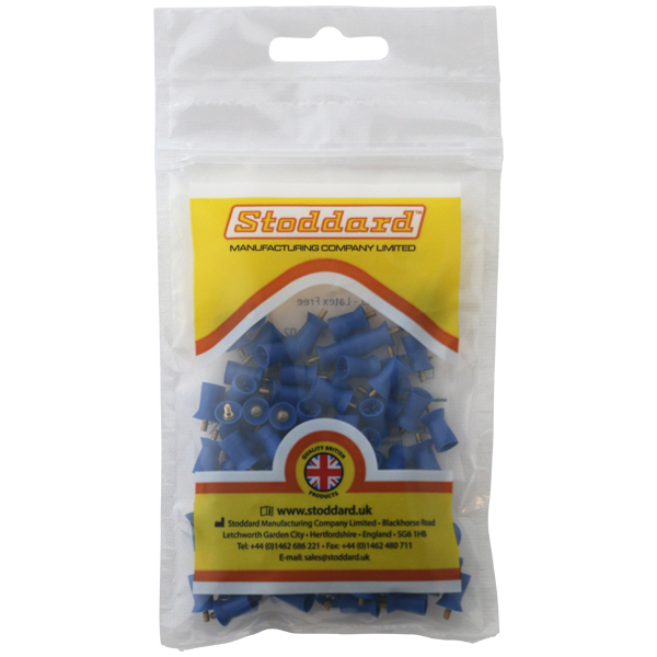 Stoddard gummikopper m/skrue, blå, hårde, 100 stk.