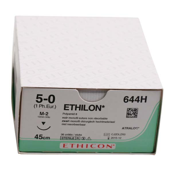 Ethicon sutur Ethilon, 644H, 5-0, M-2, 36 stk.
