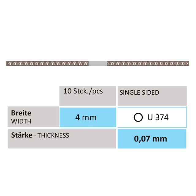Horico diamantstrips, U374, ultrafin, hvid, 4 mm, 10 stk.