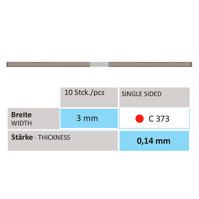 Horico diamantstrips, C373, fin, rød, 3 mm, 10 stk.