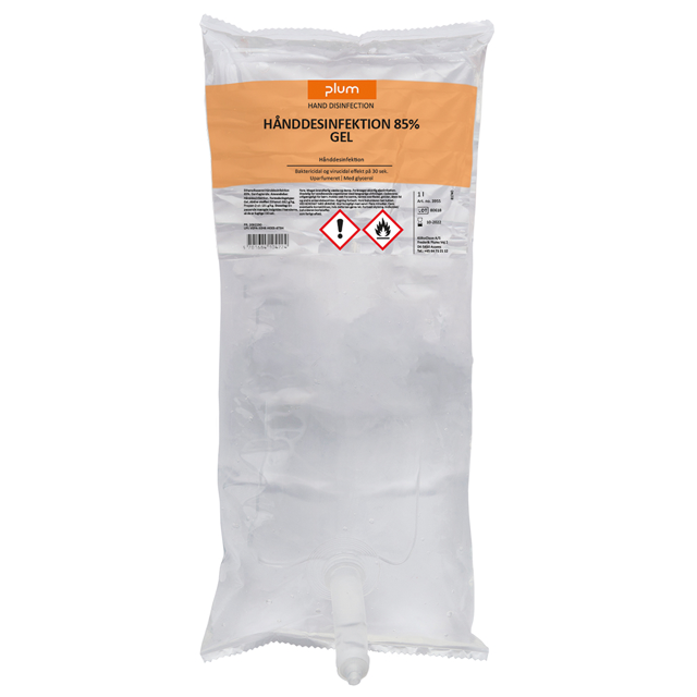Plum Hånddesinfektionsgel 85% i CombiPlum pose 1 l