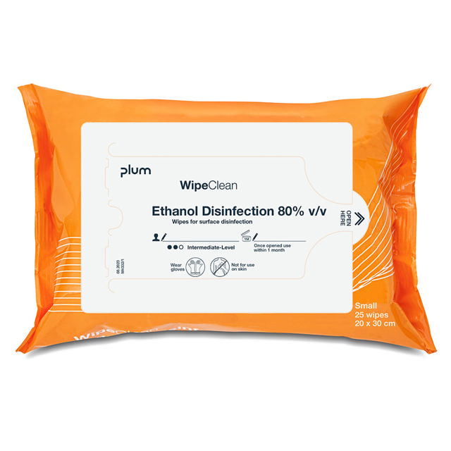 WipeClean Ethanol Disinfection 80%, small, 25 stk.