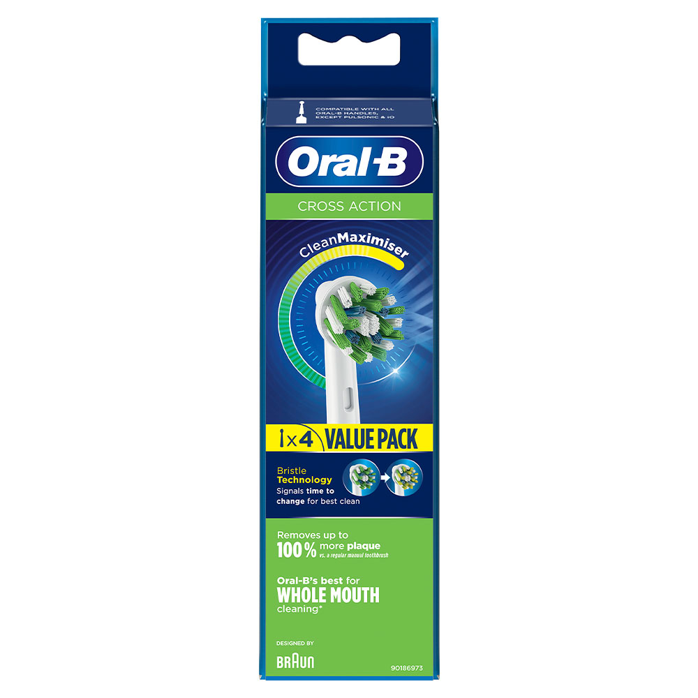 Udgået - Oral-B CrossAction børstehoveder, 4 stk.