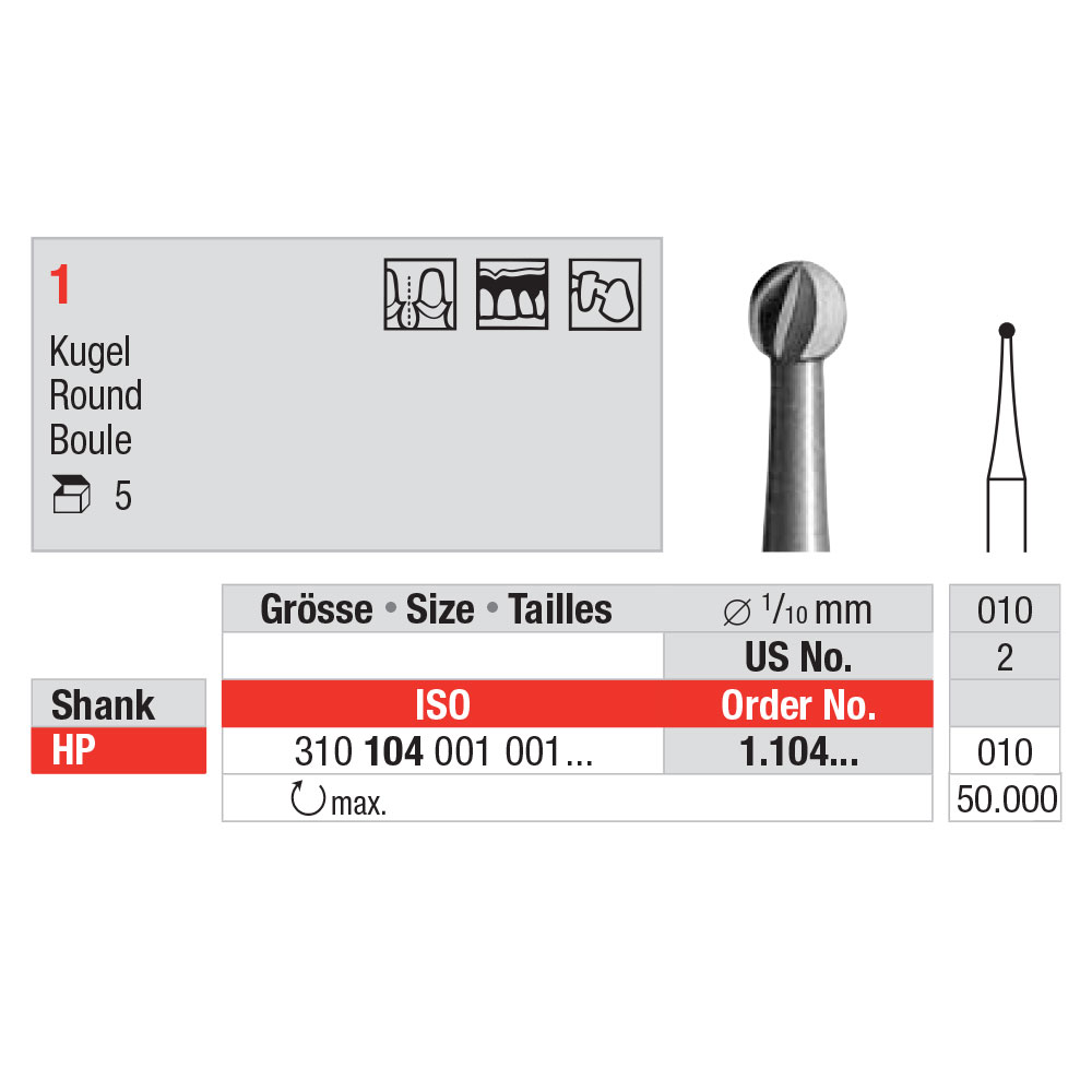 Edenta stålbor rosen 012 HP, 5 stk.