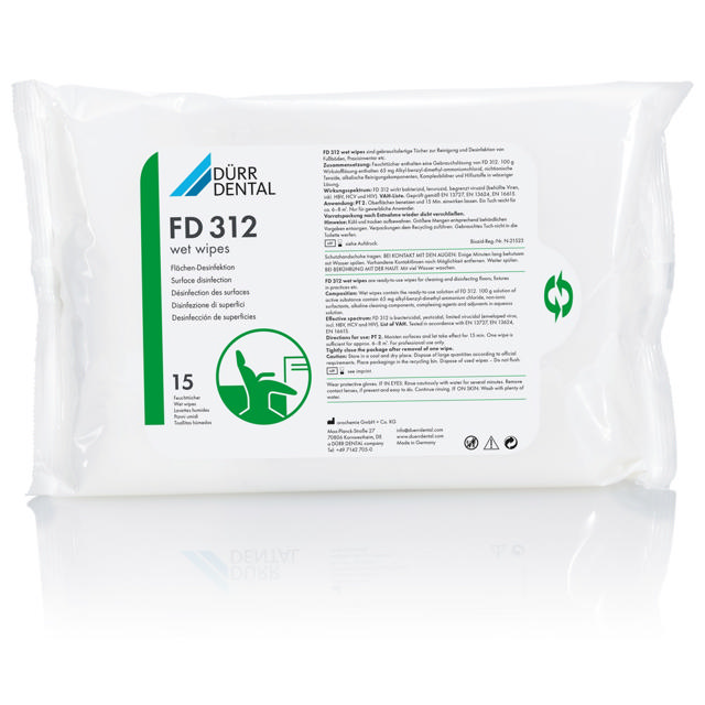 Dürr FD 312 wet wipes overfladedesinfektion, 15stk
