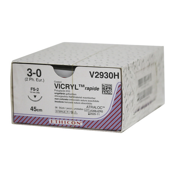 Ethicon sutur V2930H 3-0 vicryl rapid, 36 stk.