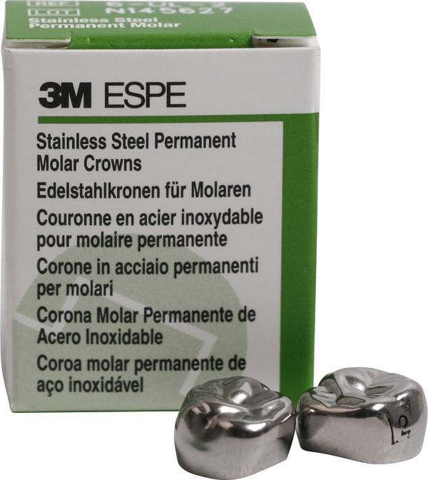 Stålkroner permanent molar 6-UL-2, 5 stk.