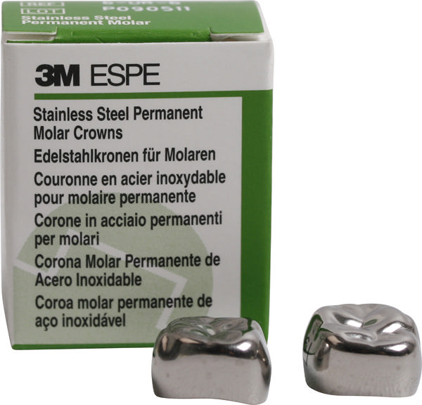 Stålkroner permanent molar 6-UR-3, 5 stk.