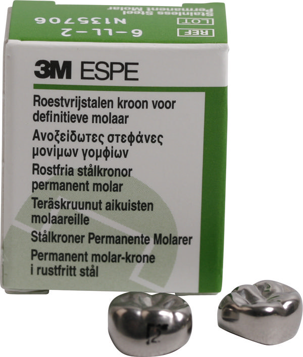 Stålkroner permanent molar 6-LL-2, 5 stk.