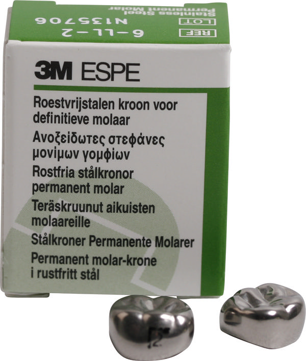 Stålkroner permanent molar 6-LL-3, 5 stk.