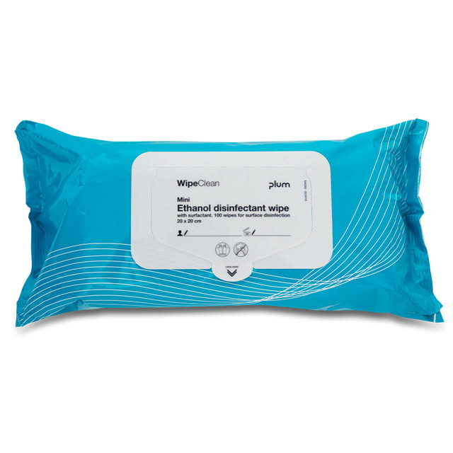 WipeClean Ethanol Disinfection m/tensider, 100 stk.