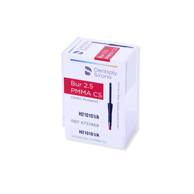 CEREC PrimeMill bor 2,5 PMMA CS , rød, 3 stk.