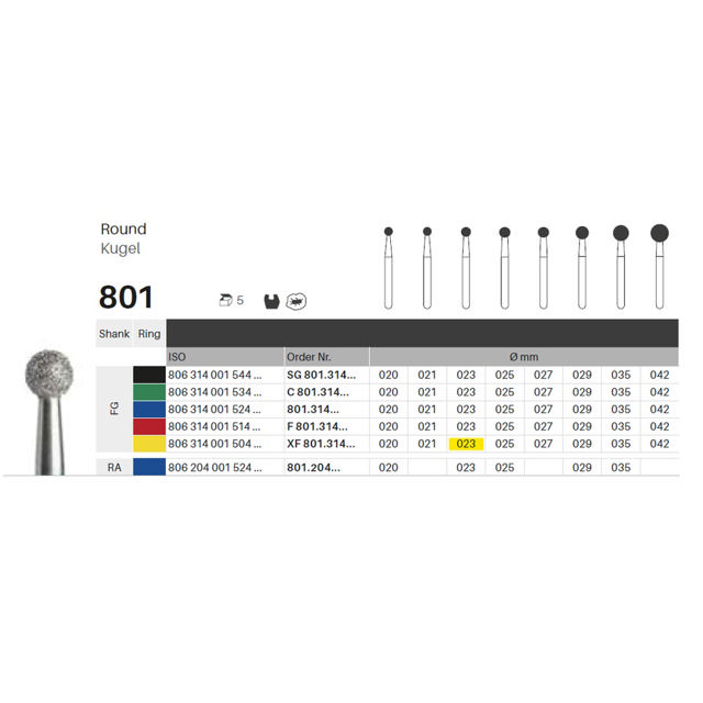 Edelingh diamant rund FG 001/023 XF, gul, 5 stk.