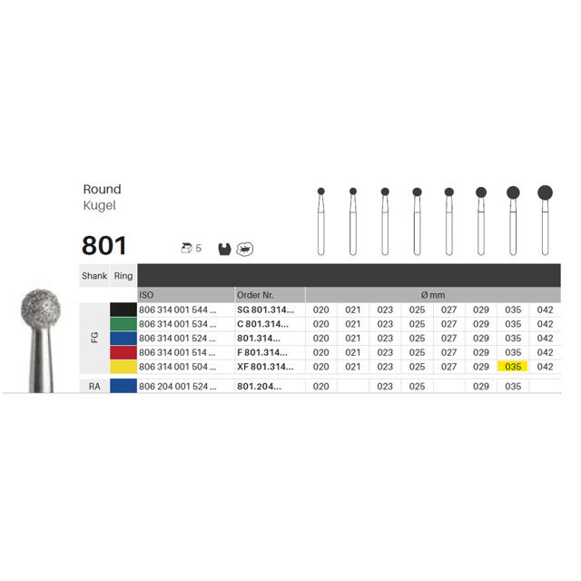 Edelingh diamant rund FG 001/035 XF, gul, 5 stk.