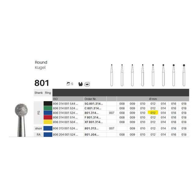 Edelingh diamant rund FG 001/012 M, blå, 5 stk.
