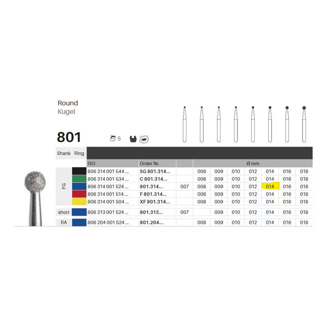 Edelingh diamant rund FG 001/014 M, blå, 5 stk.