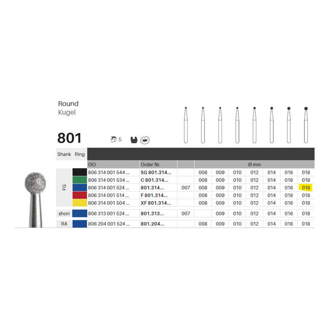 Edelingh diamant rund FG 001/018 M, blå, 5 stk.