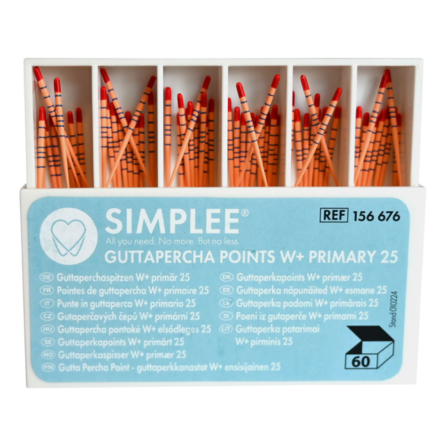 Simplee W+ Gold guttaperkapoints Primær rød 60stk.