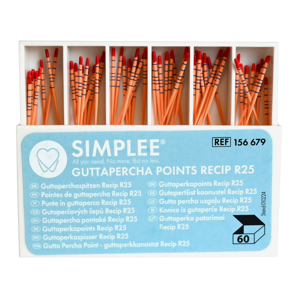 Simplee Recipfile guttaperkapoints R25 rød 60 stk.