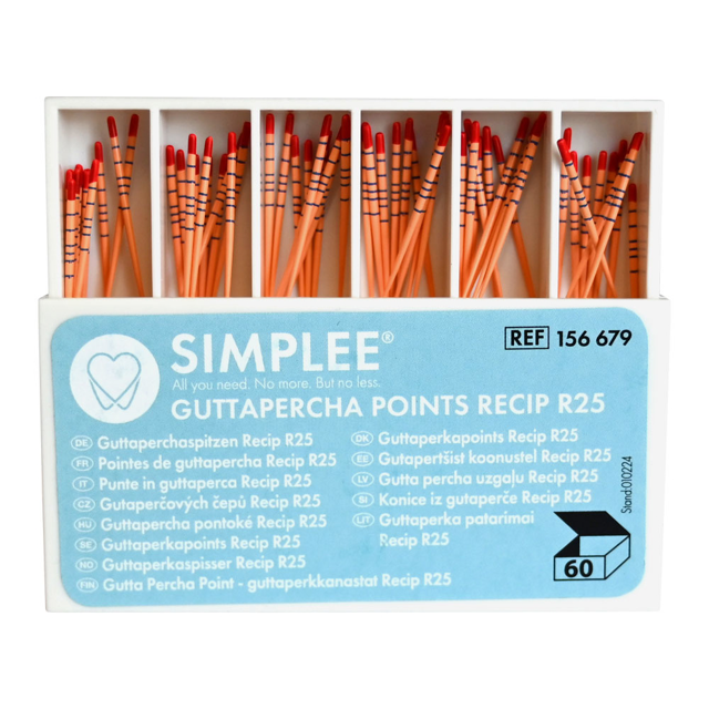 Simplee Recipfile guttaperkapoints R25 rød 60 stk.