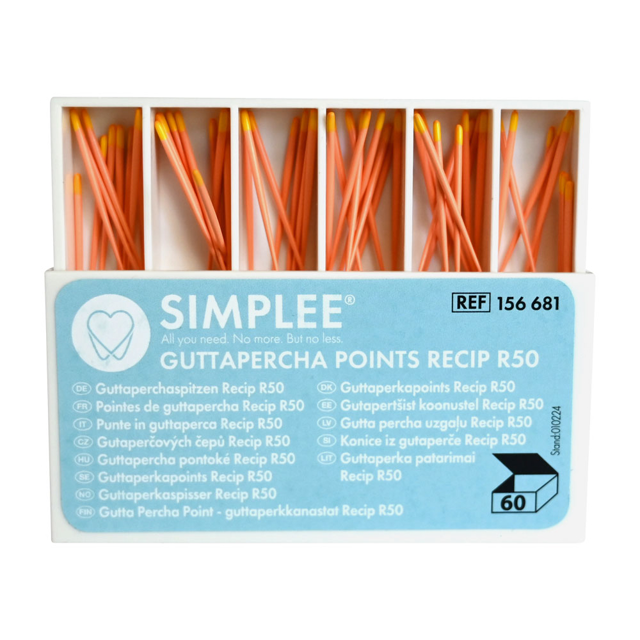 Simplee Recipfile guttaperkapoints R50 gul 60 stk