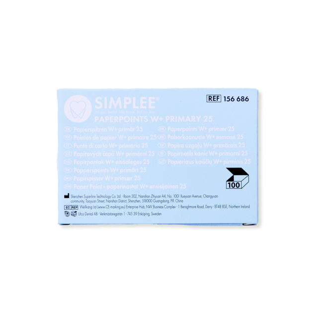 Simplee W+ Gold paperpoints Primær 25 rød 100 stk.