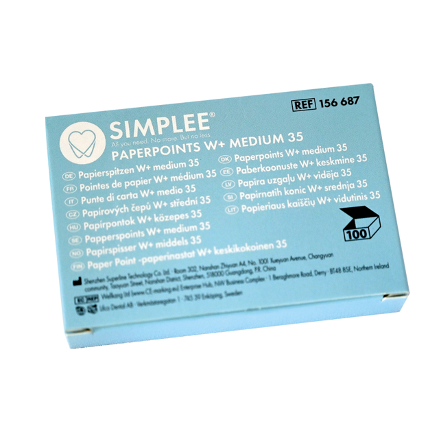 Simplee W+ Gold paperpoints Medium 35 grøn 100stk.