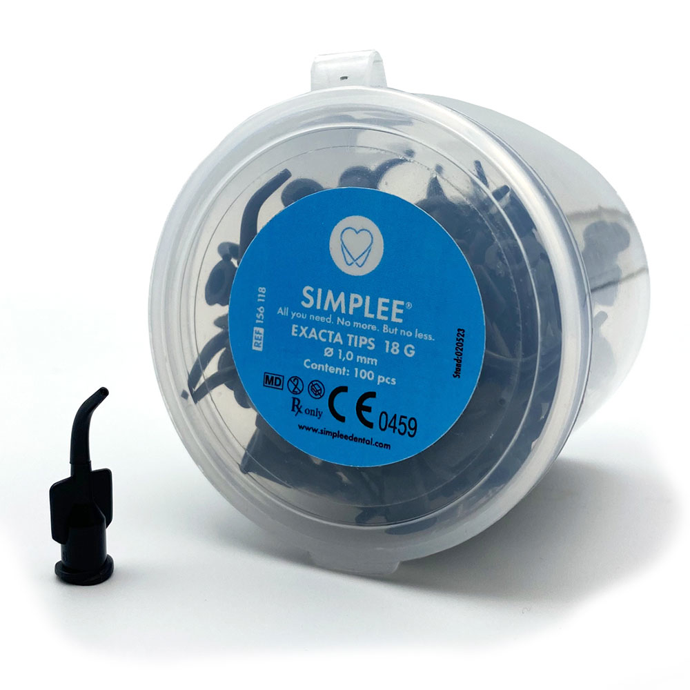 Simplee Exacta Tips plast-appl.spidser sort, 100 stk.