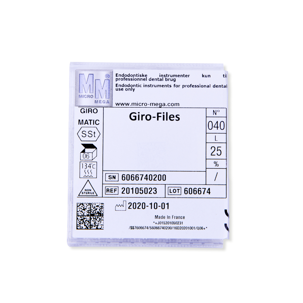 Micro-Mega Giro-files 25 mm. nr. 40, 6 stk.