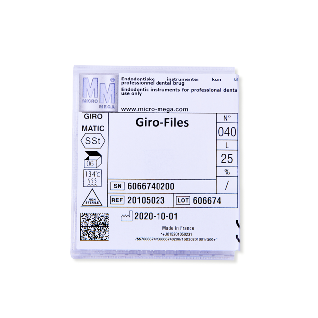 Micro-Mega Giro-files 25 mm. nr. 40, 6 stk.