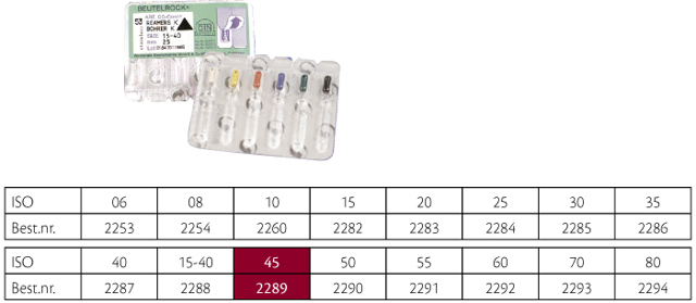 VDW K-Reamer 25 mm nr. 45, 6 stk.